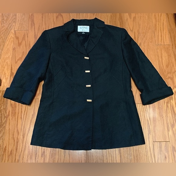 Women's 6 Wooden Button Linen Blend KASPER ASL Blazer Jacket Coat Top - Picture 3 of 15